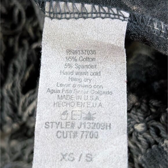 Vintage Acid Stone Wash Fringe Vest Women's Small Dark Gray Long Asymmetrical - Picture 5 of 5